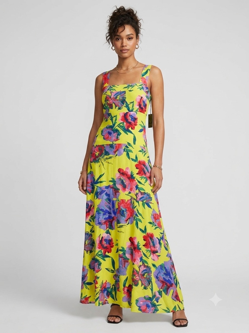 Vince Camuto Yellow Floral Maxi Dress